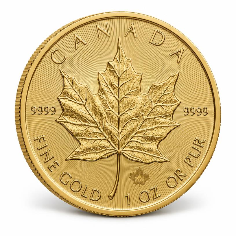 1 oz Canadian Gold Maple Leaf, illustrative product photograph