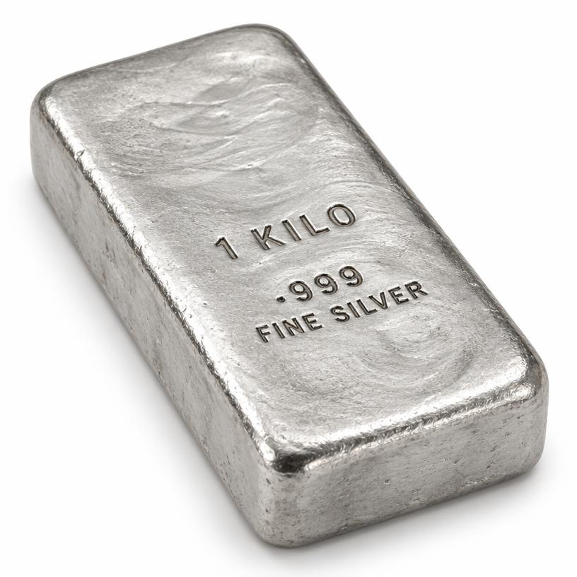 1 Kilo Silver Bar, illustrative product photograph