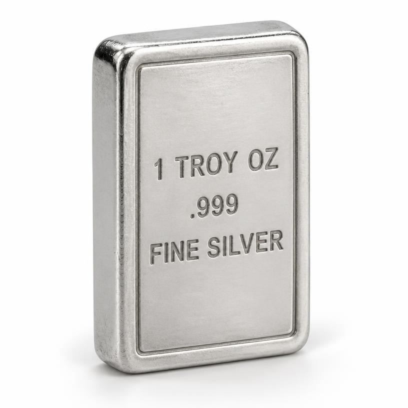 1 oz Silver Bar, illustrative product photograph