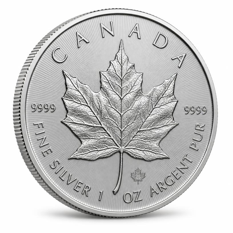 1 oz Canadian Silver Maple Leaf, illustrative product photograph