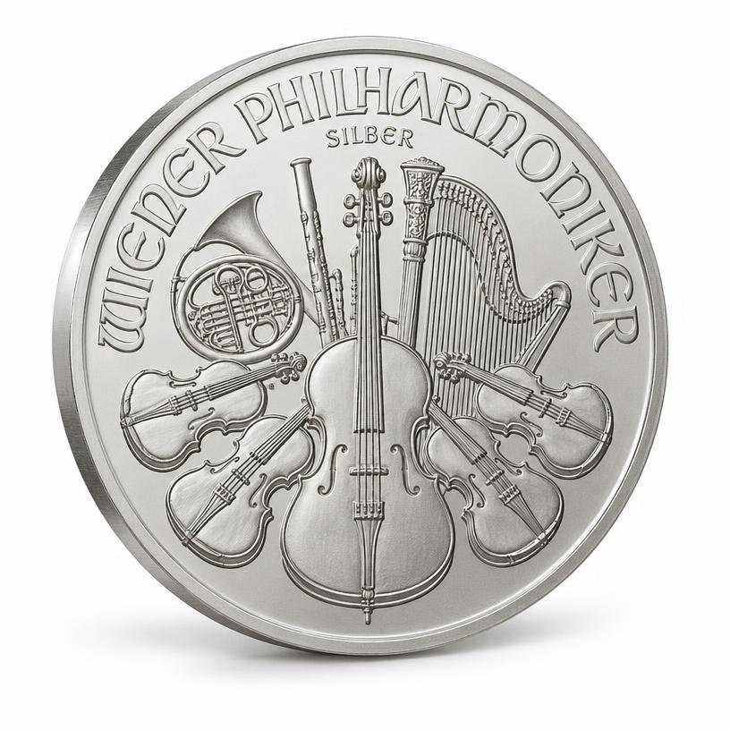 1 oz Silver Philharmonic, illustrative product photograph