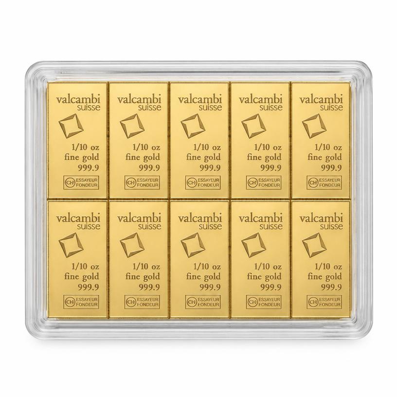Valcambi 1 oz Gold CombiBar, illustrative product photograph